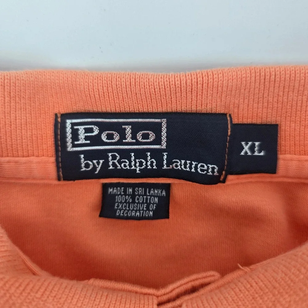 Polo Ralph Lauren Mens XL Peach Orange Short Sleeve Cotton Mesh Polo Shirt Pony